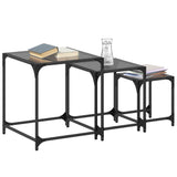 Tables basses gigognes 3 pcs dessus en verre noir acier