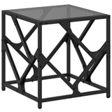 Table basse avec dessus en verre noir 40x40x41 cm acier