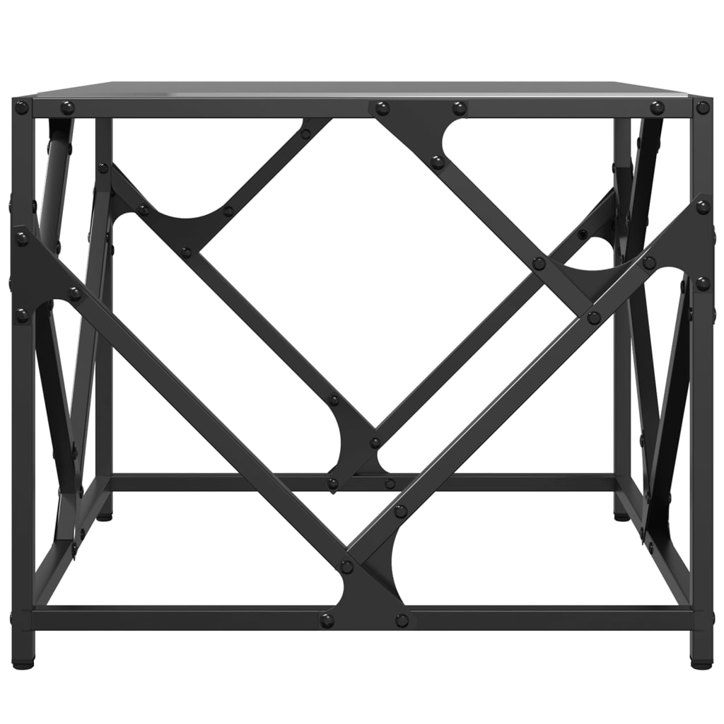 Table basse avec dessus en verre noir 50x50x41 cm acier