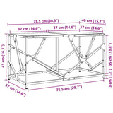 Table basse avec dessus en verre transparent 78,5x40x41cm acier