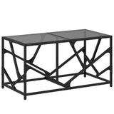 Table basse avec dessus en verre noir 78,5x40x41 cm acier