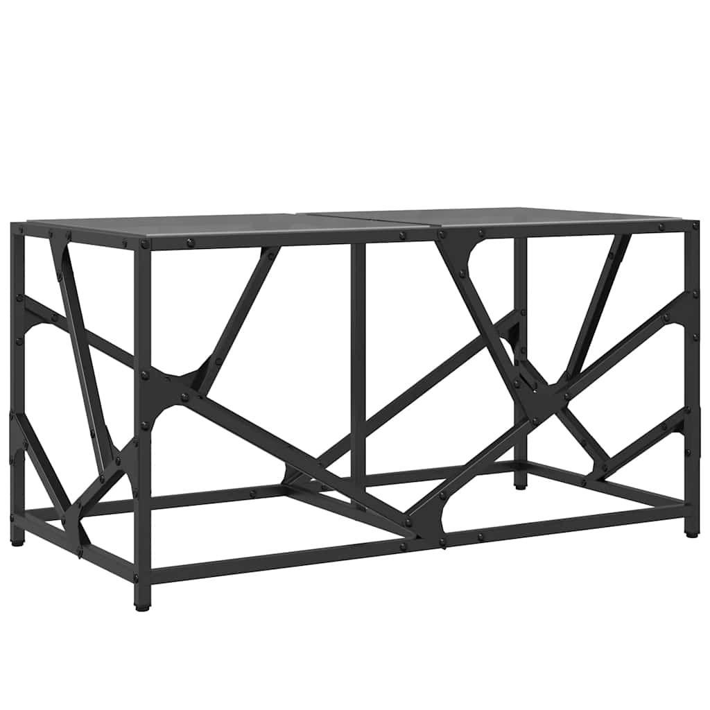 Table basse avec dessus en verre noir 78,5x40x41 cm acier