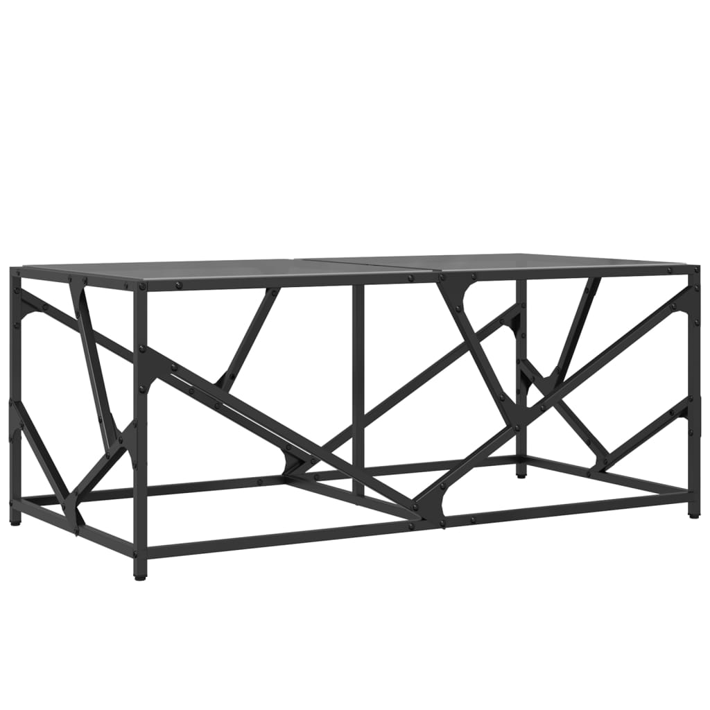 Table basse avec dessus en verre noir 98,5x50x41 cm acier