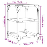 Table basse avec dessus en verre transparent 30x30x45 cm acier