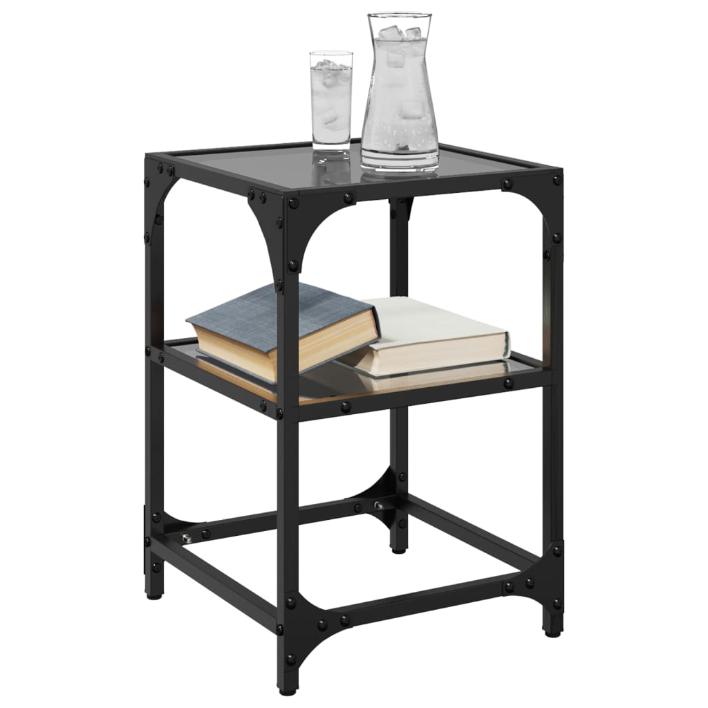 Tables basses avec dessus en verre noir 2 pcs 30x30x45 cm acier