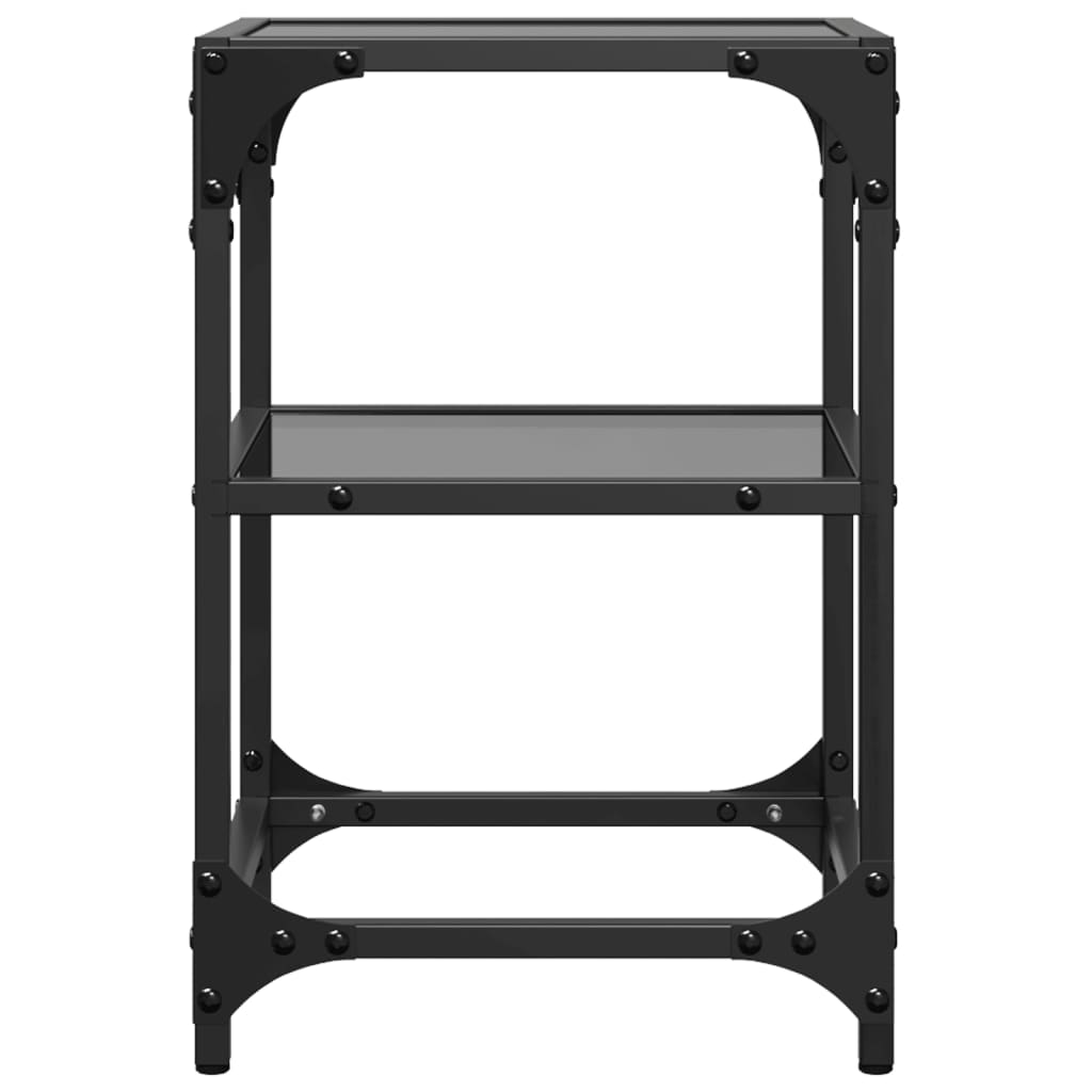 Tables basses avec dessus en verre noir 2 pcs 30x30x45 cm acier