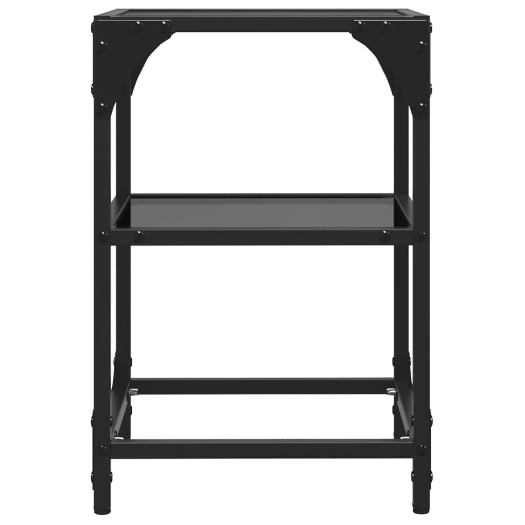 Tables basses avec dessus en verre noir 2 pcs 30x30x45 cm acier