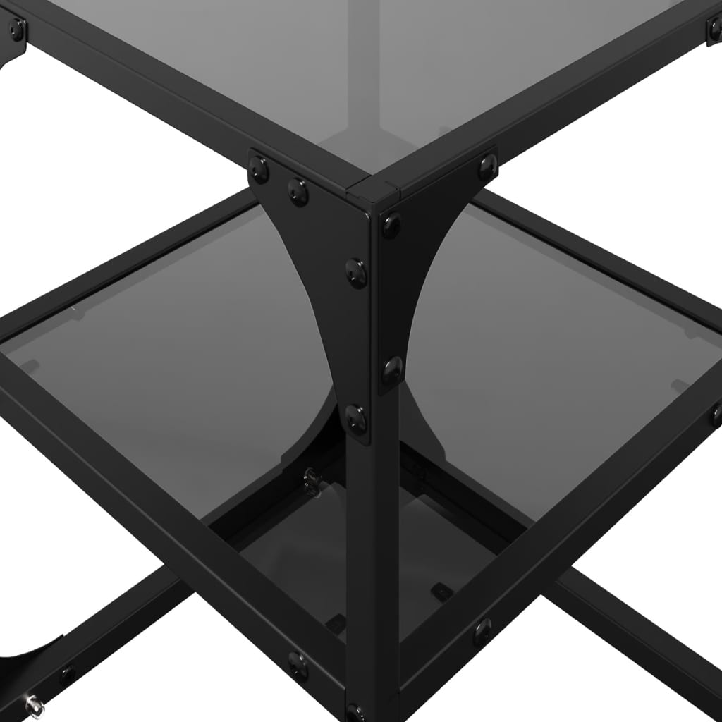 Tables basses avec dessus en verre noir 2 pcs 30x30x45 cm acier