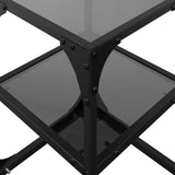 Tables basses avec dessus en verre noir 2 pcs 30x30x45 cm acier