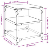 Table basse avec dessus en verre noir 40x40x45 cm acier