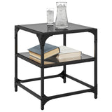 Tables basses avec dessus en verre noir 2 pcs 40x40x45 cm acier