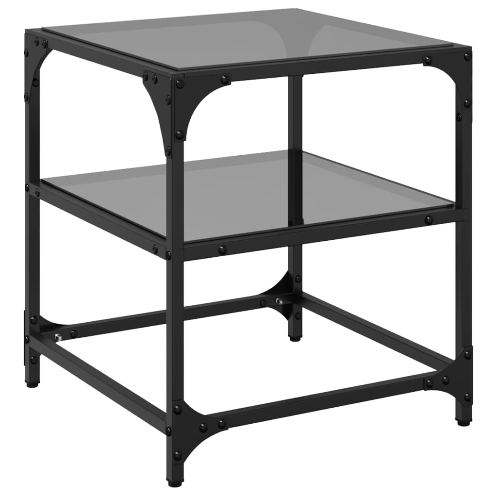 Tables basses avec dessus en verre noir 2 pcs 40x40x45 cm acier