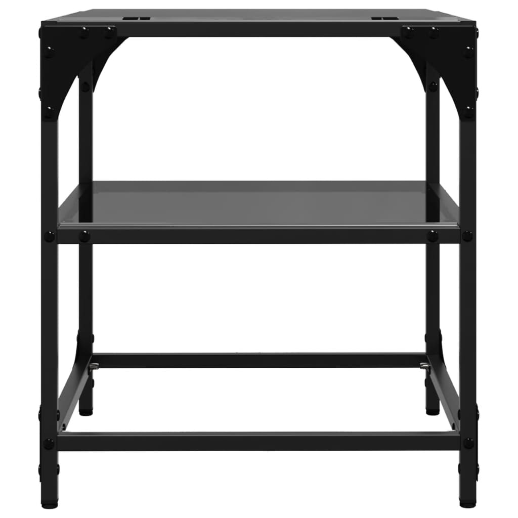 Tables basses avec dessus en verre noir 2 pcs 40x40x45 cm acier