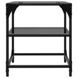 Tables basses avec dessus en verre noir 2 pcs 40x40x45 cm acier