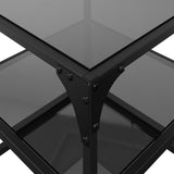 Tables basses avec dessus en verre noir 2 pcs 40x40x45 cm acier