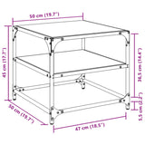 Table basse avec dessus en verre transparent 50x50x45 cm acier