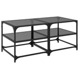 Tables basses avec dessus en verre noir 2 pcs 50x50x45 cm acier