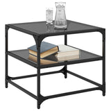 Tables basses avec dessus en verre noir 2 pcs 50x50x45 cm acier