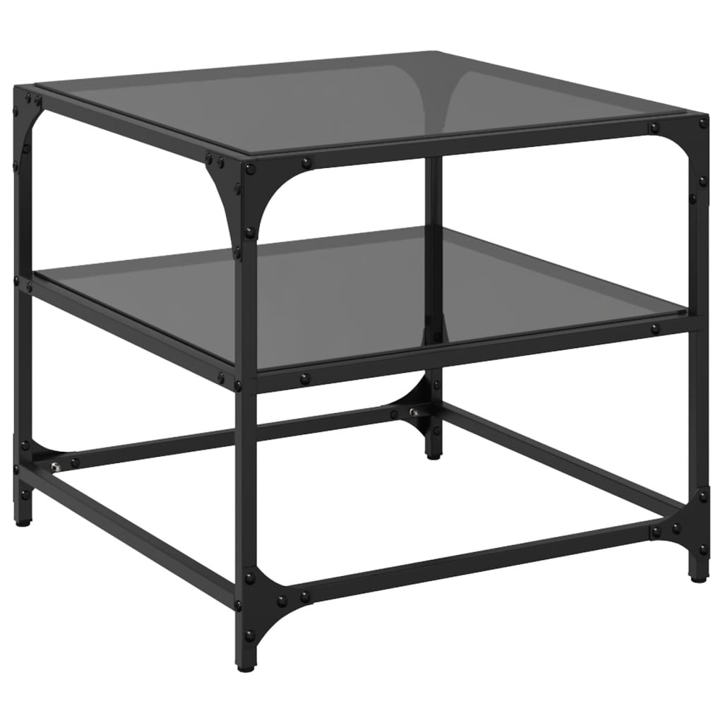 Tables basses avec dessus en verre noir 2 pcs 50x50x45 cm acier