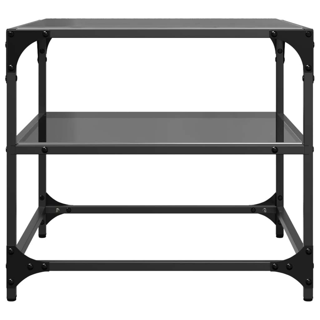 Tables basses avec dessus en verre noir 2 pcs 50x50x45 cm acier