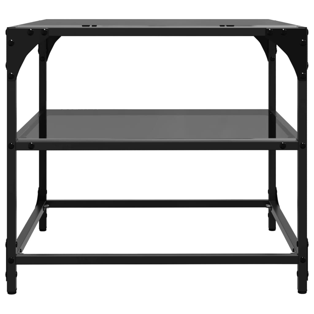 Tables basses avec dessus en verre noir 2 pcs 50x50x45 cm acier