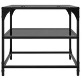 Tables basses avec dessus en verre noir 2 pcs 50x50x45 cm acier