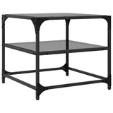 Tables basses avec dessus en verre noir 2 pcs 50x50x45 cm acier