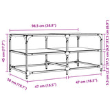 Table basse avec dessus en verre transparent 98,5x50x45cm acier