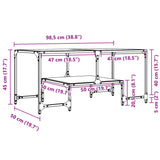 Table basse avec dessus en verre transparent 98,5x50x45cm acier