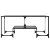 Table basse avec dessus en verre noir 98,5x50x45 cm acier