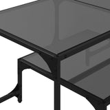 Table basse avec dessus en verre noir 98,5x50x45 cm acier