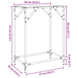 Table console avec dessus en verre transparent 60x35x81cm acier