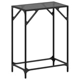 Table console avec dessus en verre noir 60x35x81 cm acier