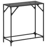 Table console avec dessus en verre noir 80x35x81 cm acier