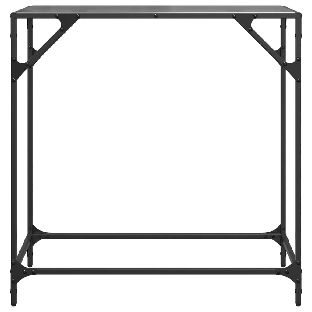 Table console avec dessus en verre noir 80x35x81 cm acier