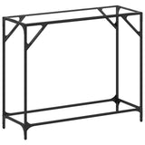 Table console avec dessus en verre transparent 98x35x81cm acier