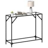 Table console avec dessus en verre transparent 98x35x81cm acier