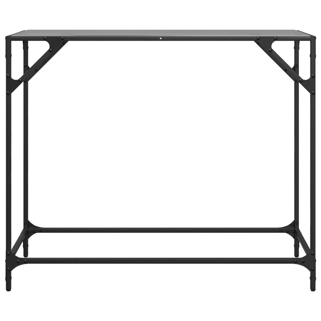 Table console avec dessus en verre noir 98x35x81 cm acier