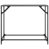 Table console avec dessus en verre noir 98x35x81 cm acier