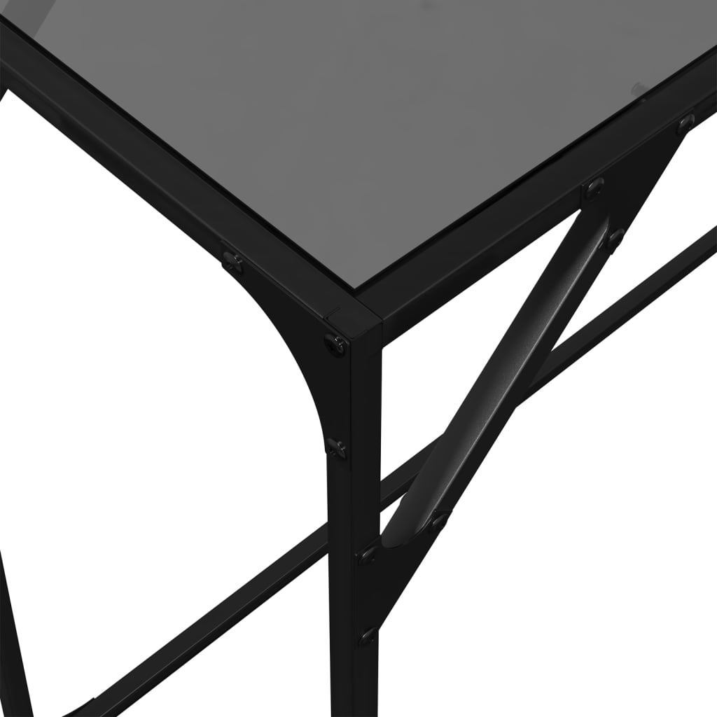 Table console avec dessus en verre noir 98x35x81 cm acier