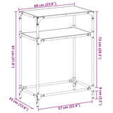 Console table with transparent glass top 60x35x81cm steel