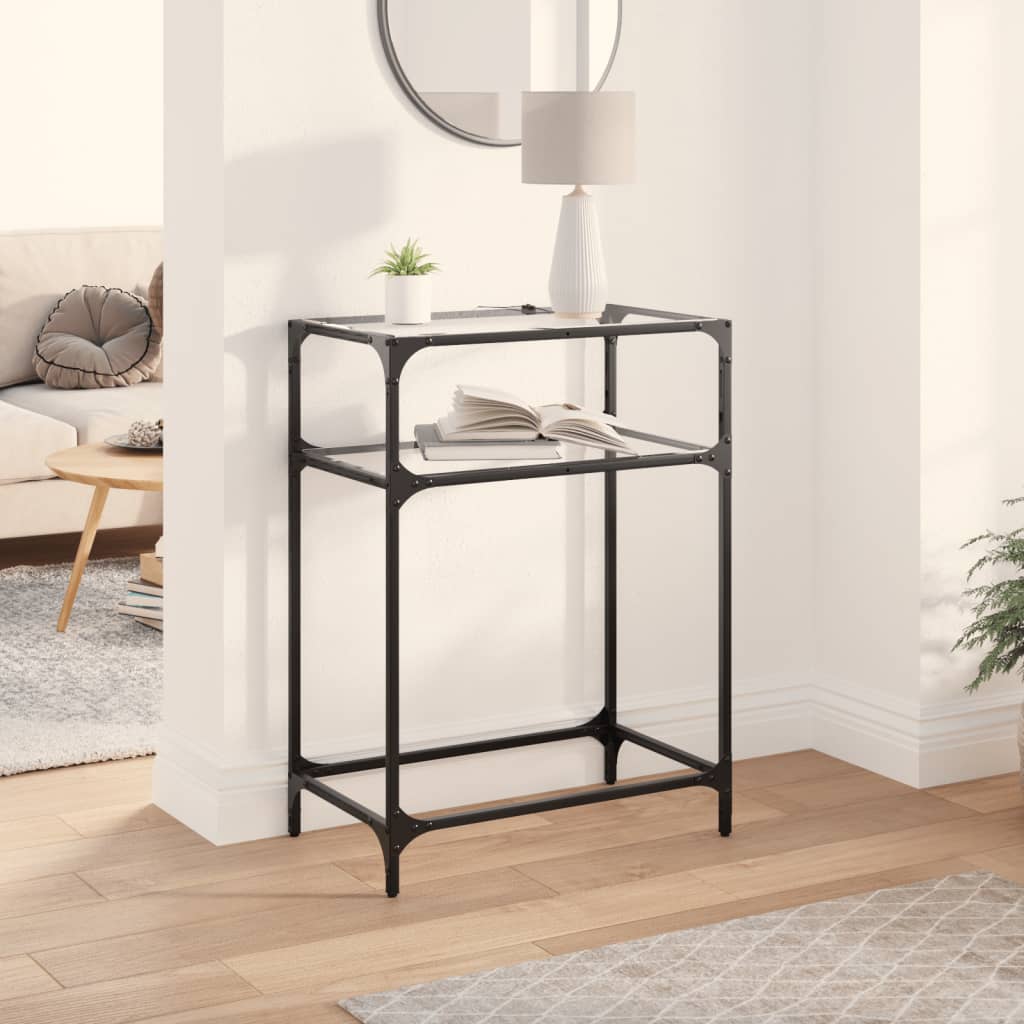 Console table with transparent glass top 60x35x81cm steel