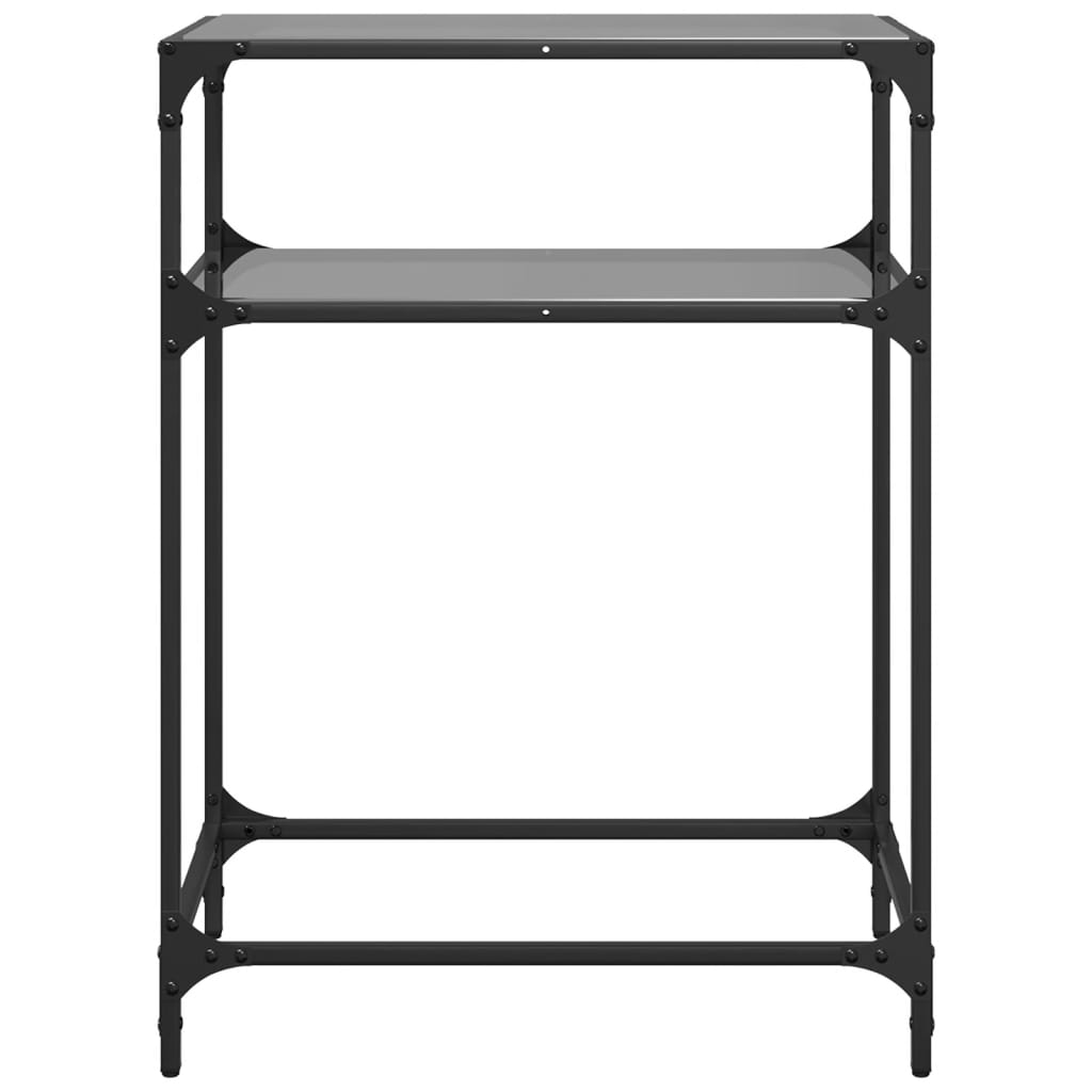 Table console avec dessus en verre noir 60x35x81 cm acier