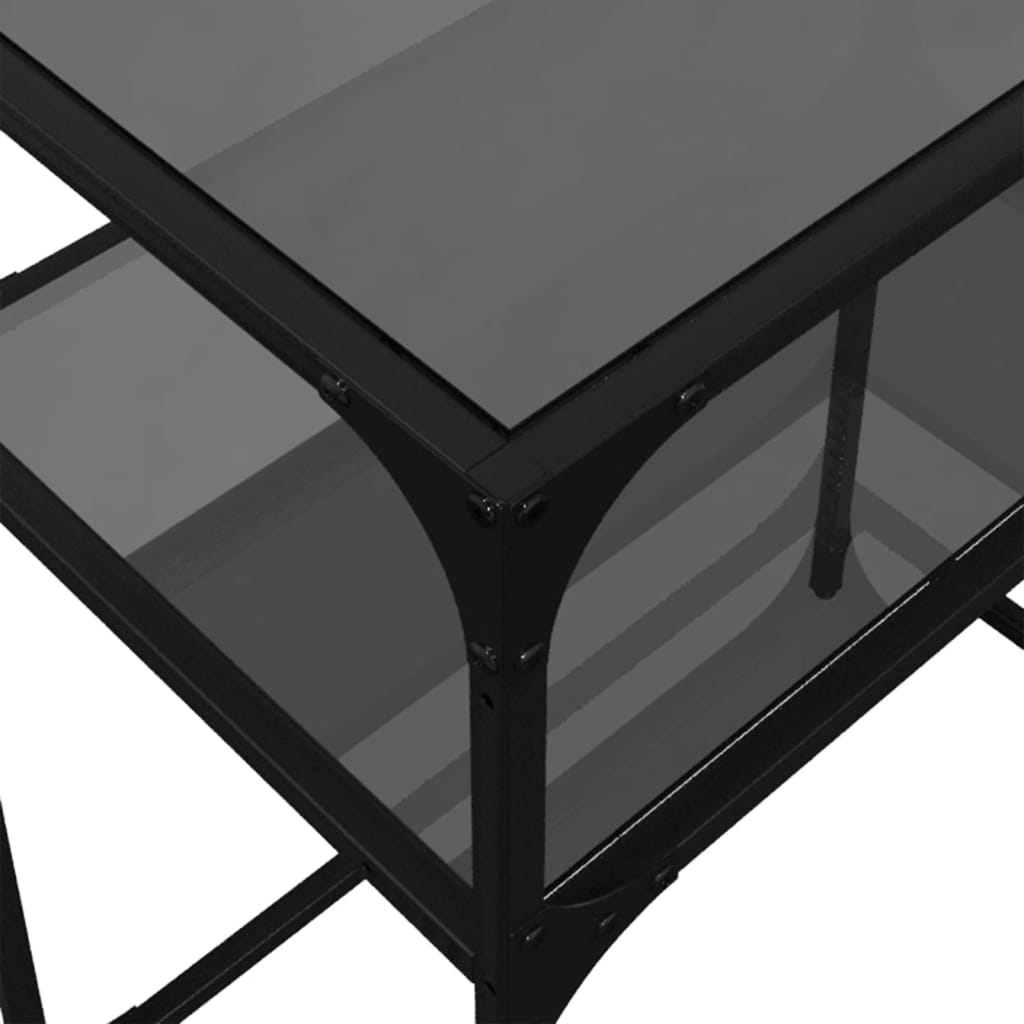 Table console avec dessus en verre noir 60x35x81 cm acier