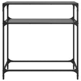 Table console avec dessus en verre noir 80x35x81 cm acier