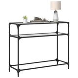 Console table with transparent glass top 98x35x81cm steel