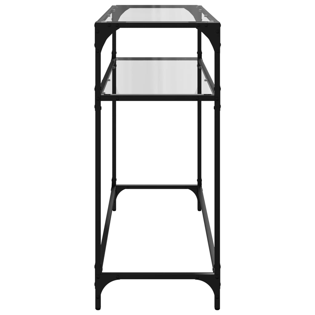 Console table with transparent glass top 98x35x81cm steel