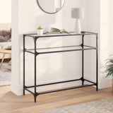 Console table with transparent glass top 98x35x81cm steel