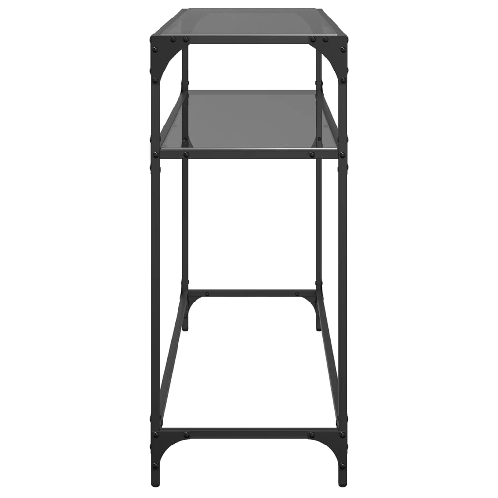 Konsolentisch mit schwarzer Glasplatte 98x35x81 cm aus Stahl