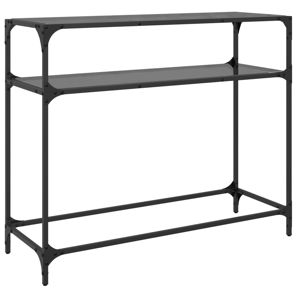 Console table with black glass top 98x35x81 cm steel